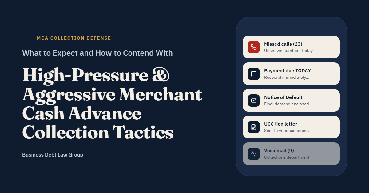 What to Expect and How to Contend With High-Pressure and Aggressive Merchant Cash Advance Collection Tactics